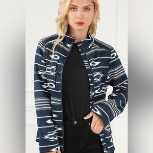 Geometric Zip Up Long Sleeve Jacket